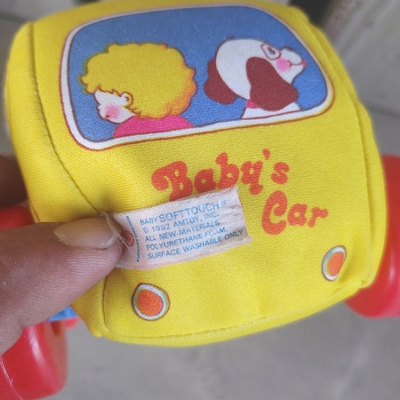 Vintage 1982 American Greetings Baby's First Car Yellow Softtouch Plastic Wheels - Picture 8 of 10